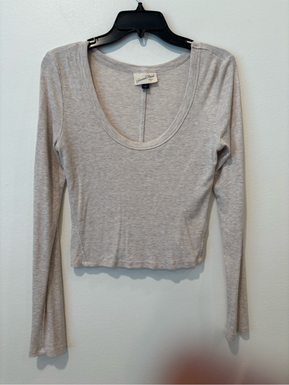 Universal Thread Scoop Neck Long-Sleeve Ribbed Crop Top